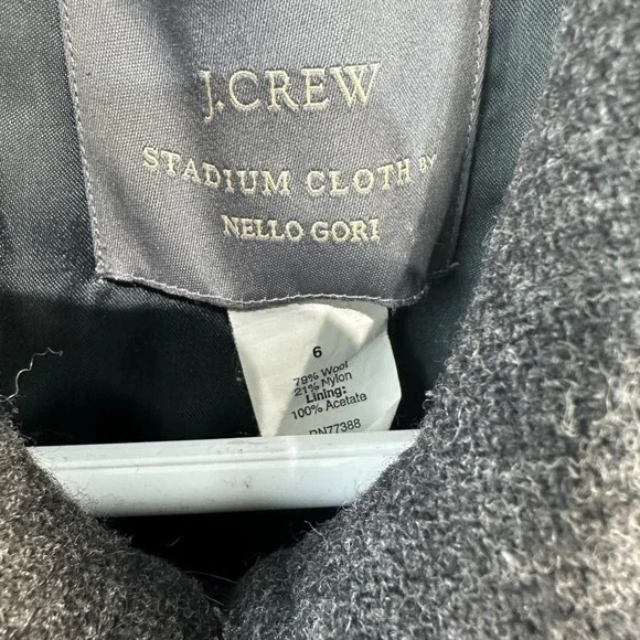 J.Crew Stadium Cloth Nello Gori Wool Blend Pea Coat Dark Grey 79% Wool Womens 6 - Picture 3 of 5